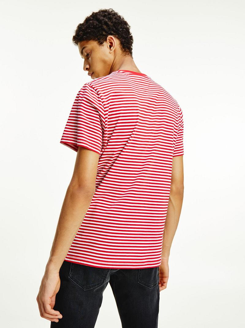 Férfi Tommy Hilfiger Organic cotton classics stripe Póló Piros Fehér | HU 843WNB